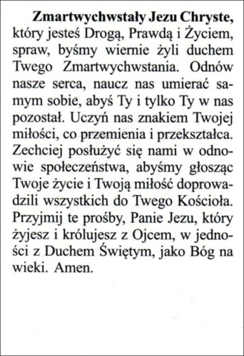 Obrazek Jezus zmartwychwstały. Modlitwa - 04213