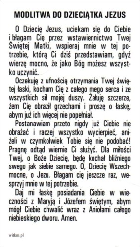Obrazek Praskie Dzieciątko. Modlitwa do Dzieciątka Jezus - 04119
