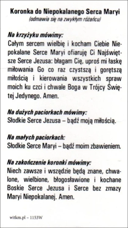 Obrazek Niepokalane Serce Maryi. Koronka do Niepokalanego Serca Maryi - 04106
