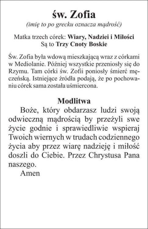 Obrazek św. Zofia. Modlitwa - 03944