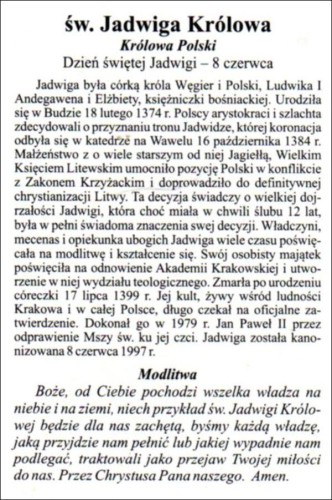 Obrazek św. Jadwiga Królowa. Królowa Polski. Biografia + modlitwa - 03939