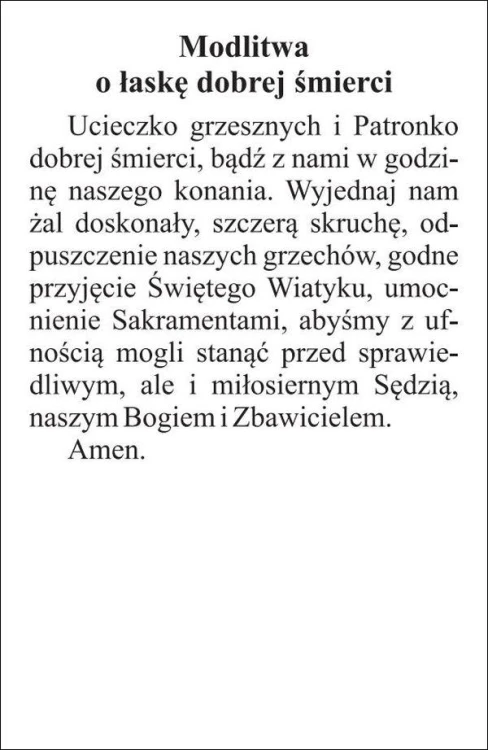 Obrazek Matka Boża Patronka Dobrej Śmierci. Modlitwa o łaskę dobrej śmierci - 03483