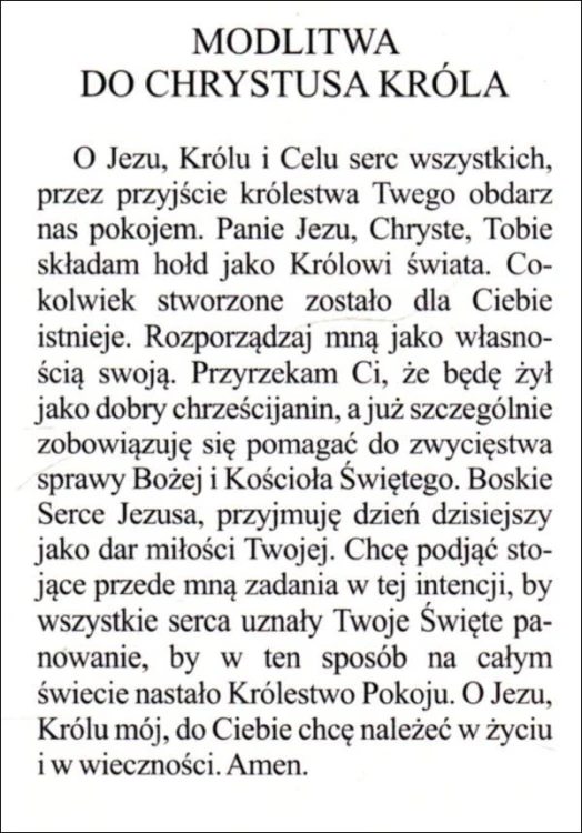 Obrazek Chrystus Król. Modlitwa do Jezusa naszego Króla i Pana - 03436
