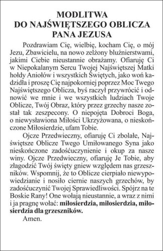 Obrazek Modlitwa do Najświętszego Oblicza Pana Jezusa - 03405