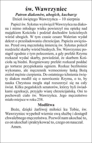 Obrazek św. Wawrzyniec. Patron diakonów i ubogich - 03383