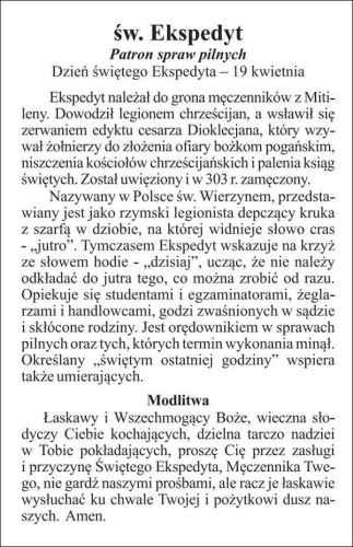 Obrazek św. Ekspedyt. Patron spraw pilnych - 03354