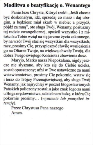 Obrazek Wenanty Katarzyniec. Modlitwa o beatyfikację o. Wenantego - 03340