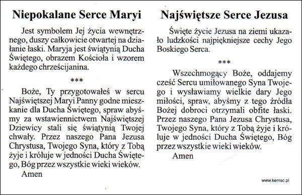Obrazek Najświętsze Serce Jezusa i Niepokalane Serce Maryi. Modlitwa - 03312