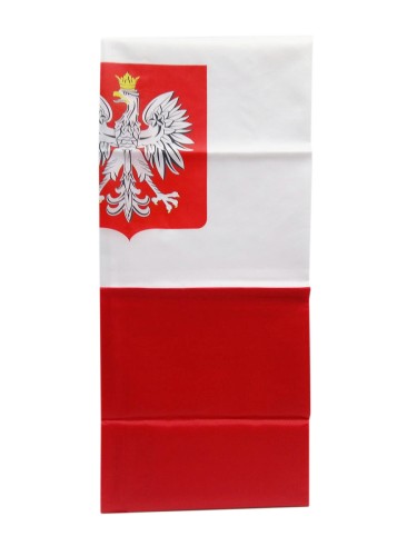 Flaga biało - czerwona z orłem 115x70cm - 01650