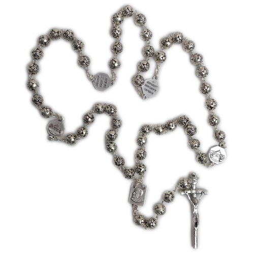 Różaniec metalowy BAZYLIKI kulka róża DUŻA 1cm - 01007