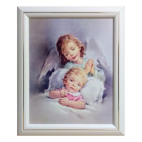 Obraz 23x28cm Anioł Stróż za dzieckiem RAMA BIAŁA - 00710