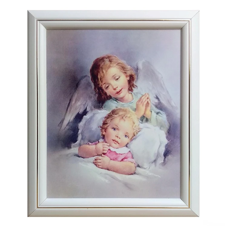 Obraz 23x28cm Anioł Stróż za dzieckiem RAMA BIAŁA - 00710