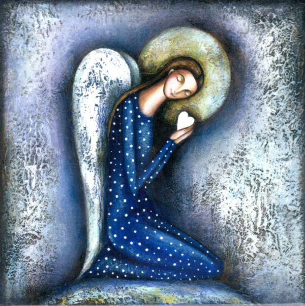 Kafelek na ceramice 15x15cm Anioł z sercem - 63181