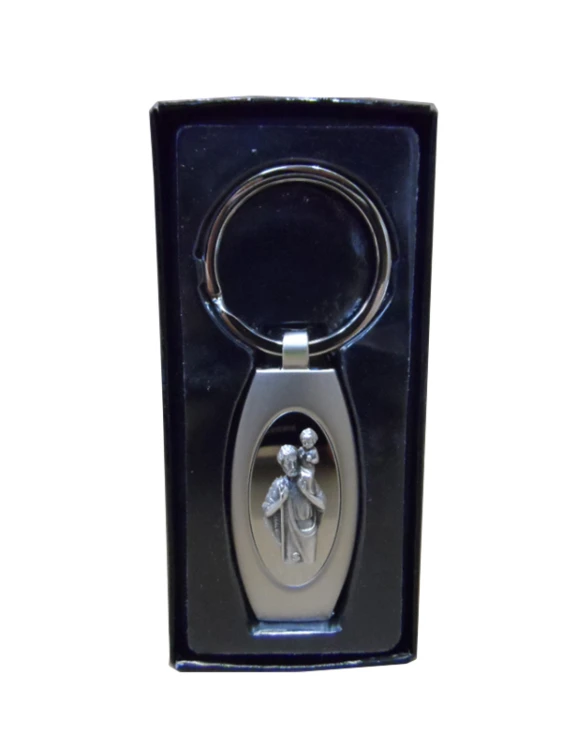 Brelok w pudełku metalowy - Św. Krzysztof (lusterko) mat owal - 59870