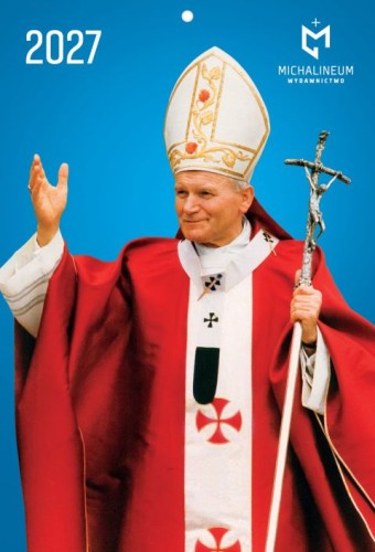 Kal. Jan Paweł II - niebieski 2027 (A4) - -, kalendarze, WYD. MICHALINEUM, 2026 r., oprawa miękka - 08336 9788370198251
