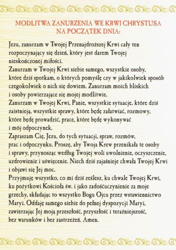 Modlitwa Zanurzenie we Krwi Chrystusa na początek dnia - 62770