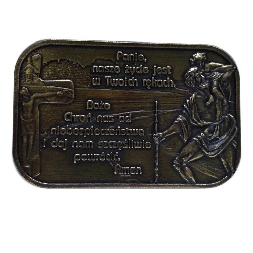 Modlitwa kierowcy duża metalowa mosiądz 5,5x3,5cm - 42623