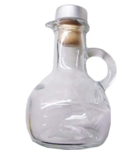 Ampułka NA WODĘ - grube szkło korek SREBRNY gumowy wys.9cm - 34804