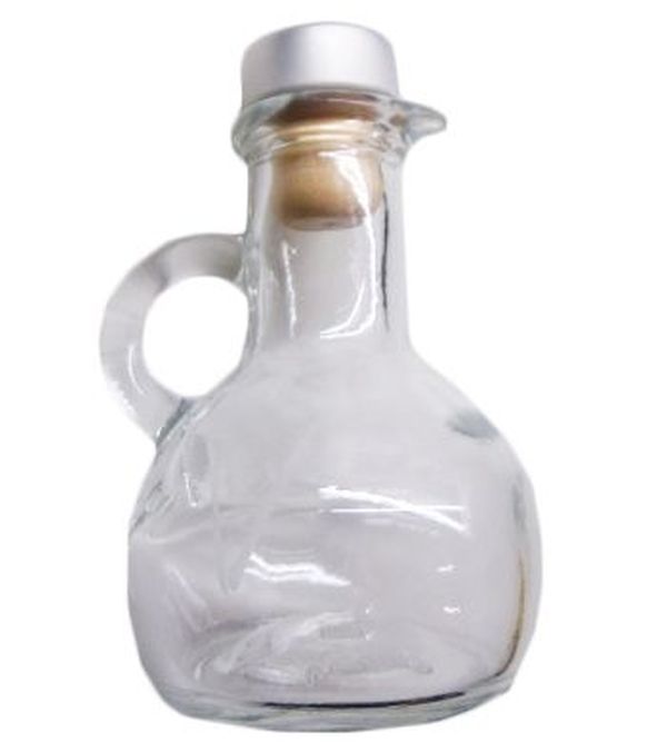 Ampułka NA WODĘ - grube szkło korek SREBRNY gumowy wys.9cm - 34804