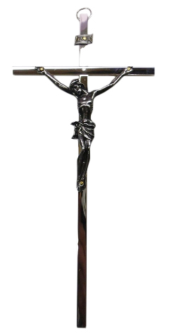 Krzyż wiszący metalowy nowoczesny nikiel   21x9.5cm - 18751 5902808100249