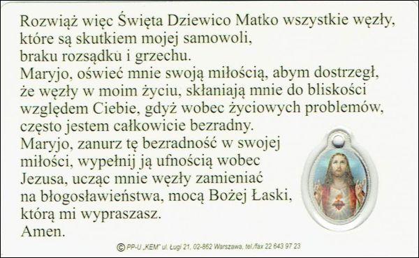 Medalik foliowany Maryja Rozwiązująca Węzły - medalik i obrazek z modlitwą zalaminowane - 08292