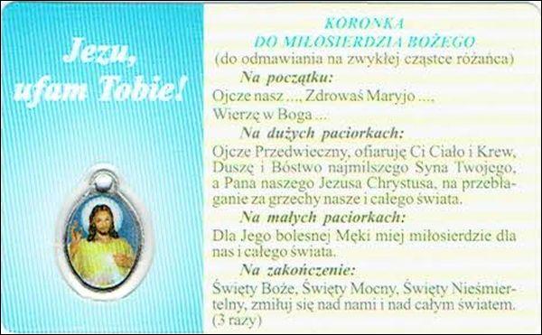 Medalik foliowany św. Juda Tadeusz / Koronka do Miłosierdzia Bożego - medalik i obrazek z modlitwą zalaminowane - 08265
