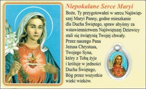 Medalik foliowany św. Józef / Niepokalane Serce Maryi - medalik i obrazek z modlitwą zalaminowane - 08215
