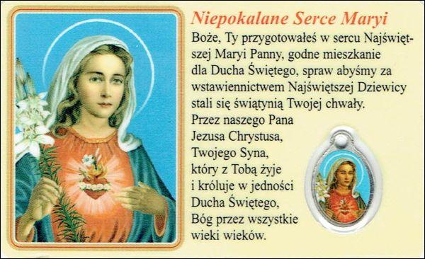 Medalik foliowany św. Józef / Niepokalane Serce Maryi - medalik i obrazek z modlitwą zalaminowane - 08215