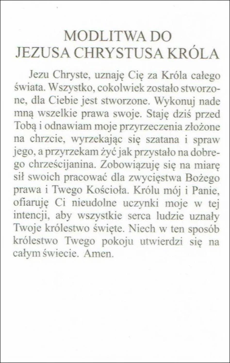 Obrazek laminowany Jezus Król. Modlitwa do Jezusa Chrystusa Króla - 07563
