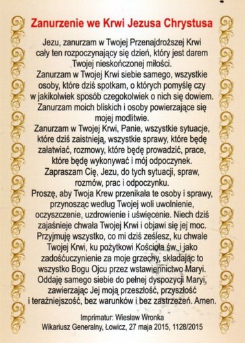 Obrazek Zanurzenie we Krwi Jezusa Chrystusa - 06530