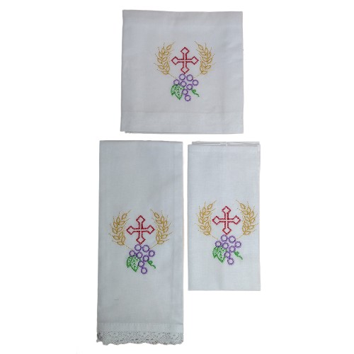 Bielizna HAFTOWANA kielichowa (korporał, puryfikaterz, ręczniczek) - 00901