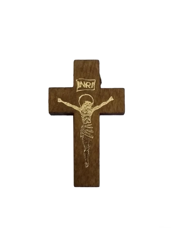 Krzyżyk do różańca drewniany BRĄZOWY - 61152